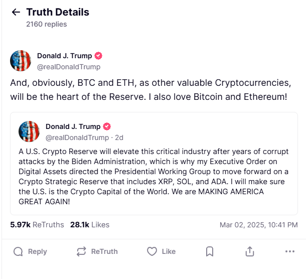 Trump announces strategic crypto reserve